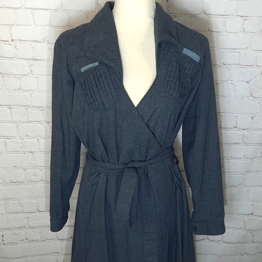 Billy Reid Grey Flannel Wrap Dress